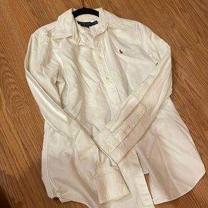 White button up polo shirt